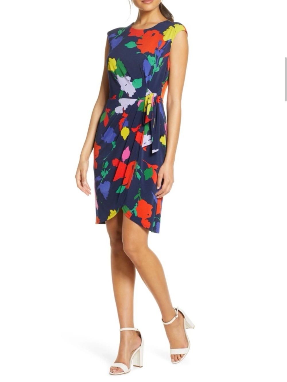 NWT JULIA JORDAN Floral Wrap Skirt Dress - Women’s 16 Navy/Multi